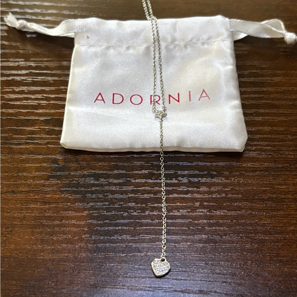 Adornia Rhodium Plated Star & Heart Y-Necklace NWT